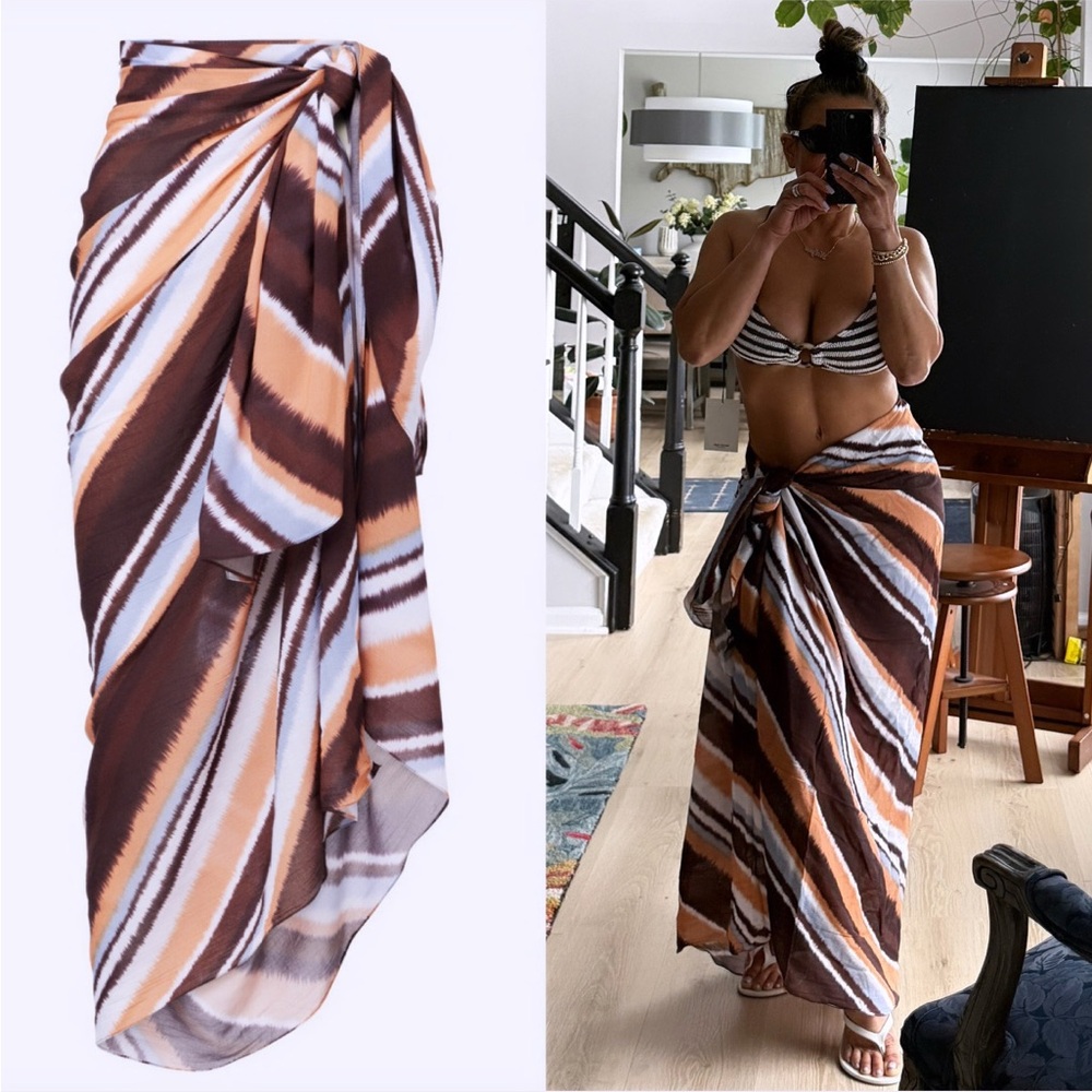 ABAYA STRIPED BEACH COVER UP